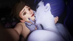 Afspelen Widowmaker en Tracer: Intense 3D Hentai SFM Orgy
